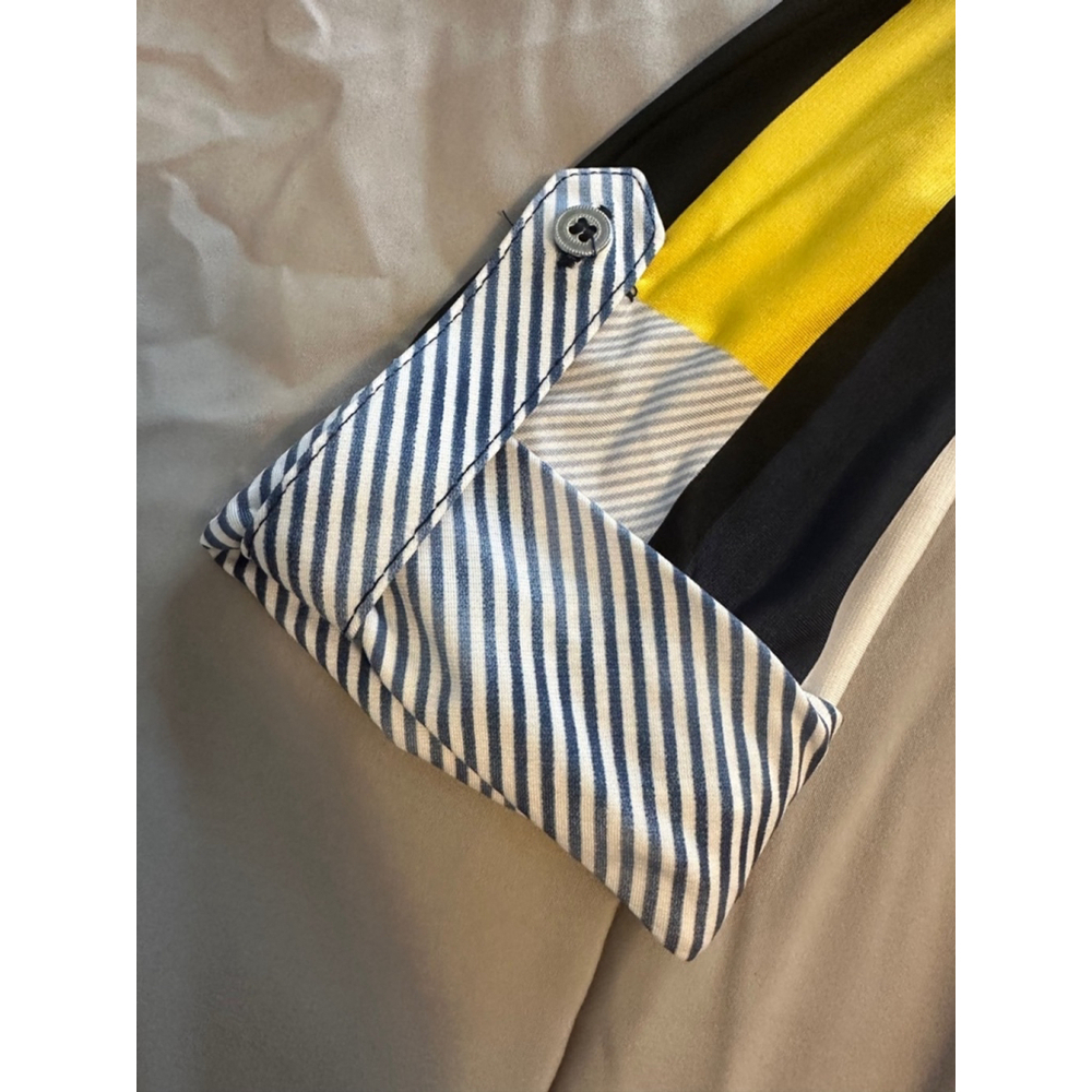 NWT Nygard Striped Tie Front Blouse Black Yellow PM/M - Picture 4 of 5
